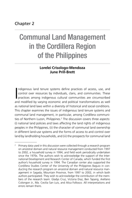 Communal Land Management in the Cordillera Region of the Philippines