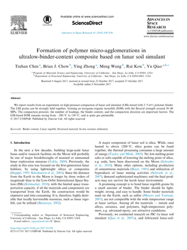 Formation of Polymer Micro-Agglomerations in Ultralow-Binder-Content Composite Based on Lunar Soil Simulant