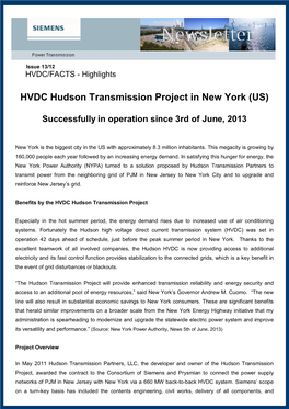 HVDC Hudson Transmission Project in New York (US)