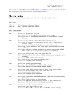 Sherrie Levine Cv 2017.Pdf