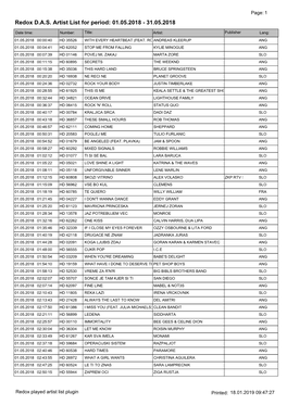 Redox DAS Artist List for Period: 01.05.2018