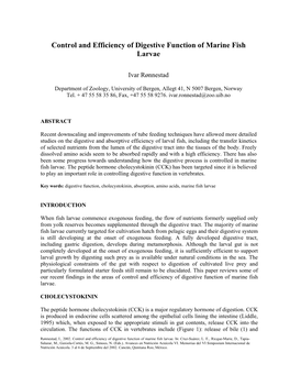 Control and Efficiency of Digestive Function of Marine Fish Larvae