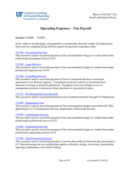 Operating Expenses – Non-Payroll