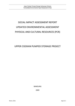 Social Impact Assessment Report Updated Environmental Assessment Physical and Cultural Resources (Pcr)