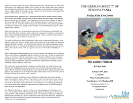 THE GERMAN SOCIETY of PENNSYLVANIA Die Andere Heimat