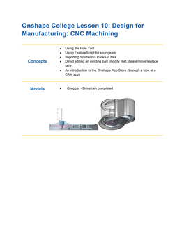 Onshape College Lesson 10: Design for Manufacturing: CNC Machining