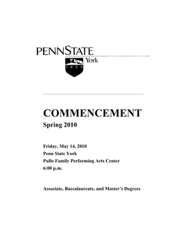 COMMENCEMENT Spring 2010