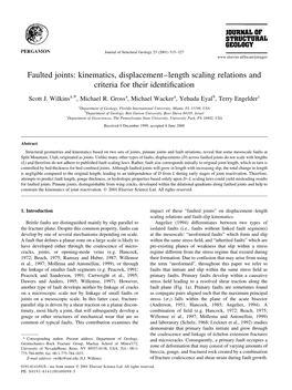 Faulted Joints: Kinematics, Displacement±Length Scaling Relations and Criteria for Their Identi®Cation