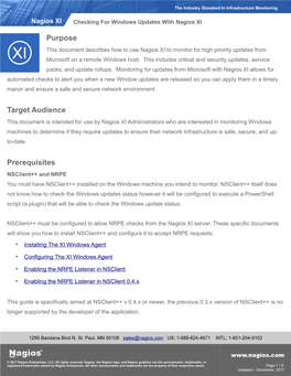 Documentation on Checking for Windows Updates with Nagios XI