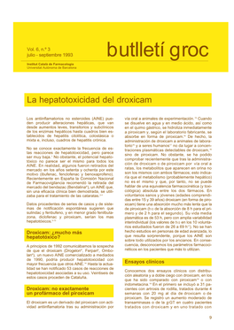 La Hepatotoxicidad Del Droxicam