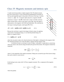 Class 35: Magnetic Moments and Intrinsic Spin