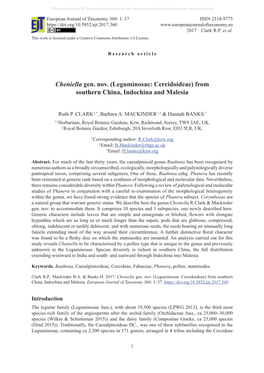 Cheniella Gen. Nov. (Leguminosae: Cercidoideae) from Southern China, Indochina and Malesia