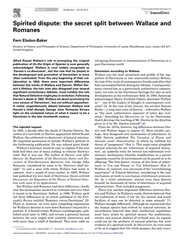 Spirited Dispute: the Secret Split Between Wallace and Romanes