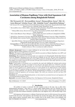 Association of Human Papilloma Virus with Oral Squamous Cell Carcinoma Among Bangladeshi Patients