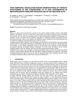 High Temporal Resolution Radar Observations of Various Scatterers in the Atmosphere at 10 Ghz: Experiences in Mediterranean Semi-Arid Regions and in the Western Alps