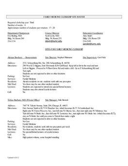 Family Medicine Clerkship Site Roster