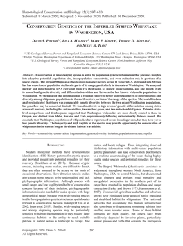 Conservation Genetics of the Imperiled Striped Whipsnake in Washington, USA