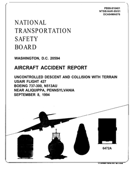 National Transportation Safety Board Washington, Dc 20594 Aircraft