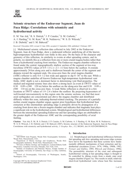 Seismic Structure of the Endeavour Segment, Juan De Fuca Ridge: Correlations with Seismicity and Hydrothermal Activity E