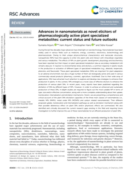 Advances in Nanomaterials As Novel Elicitors of Pharmacologically Active