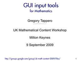 GUI Input Tools for Mathematics