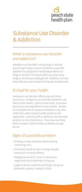 Substance Use Disorder Brochure