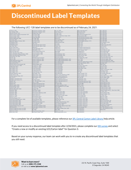 Discontinued Label Templates