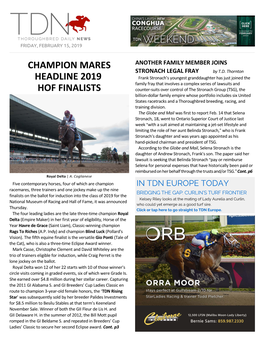 Champion Mares Headline 2019 HOF Finalists Cont