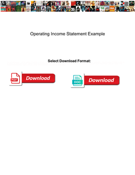 Operating Income Statement Example