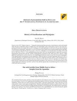 History of Classifications and Phylogenies the Arid Corridor From