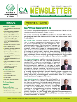 NEWSLETTER of Pakistan Governance, Transparency and Service to Members and Students