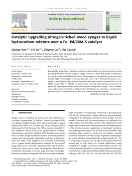 Catalytic Upgrading Nitrogen-Riched Wood Syngas to Liquid Hydrocarbon Mixture Over a Feepd/ZSM-5 Catalyst