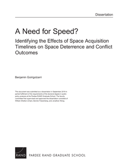 Identifying the Effects of Space Acquisition Timelines on Space Deterrence and Conflict Outcomes