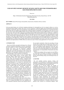 Uses of Open Source Remote Sensing Software for Interoperable Geo-Web Implementation