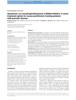 Apremilast, an Oral Phosphodiesterase 4 (PDE4) Inhibitor: a Novel Treatment Option for Nurse Practitioners Treating Patients