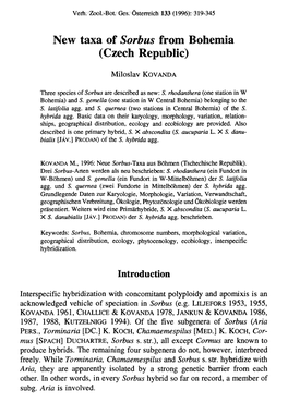 New Taxa of Sorbus from Bohemia (Czech Republic)