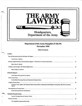 The Army Lawyer (ISSN 0364-1287) Editor, Captain John E