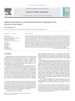 Optimal Fiscal Barriers to International Economic Integration in The