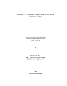 Cationic Exchange Reactions Involving Dilithium Phthalocyanine