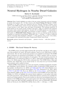 Neutral Hydrogen in Nearby Dwarf Galaxies B¨Arbel S