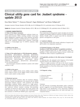 Clinical Utility Gene Card For: Joubert Syndrome - Update 2013