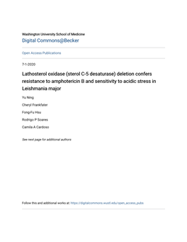 Lathosterol Oxidase (Sterol C-5 Desaturase) Deletion Confers Resistance to Amphotericin B and Sensitivity to Acidic Stress in Leishmania Major