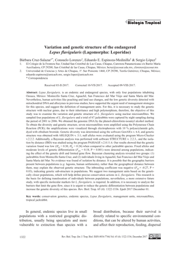 Variation and Genetic Structure of the Endangered Lepus Flavigularis (Lagomorpha: Leporidae)