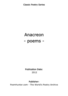 Anacreon - Poems