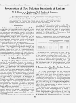 Preparation of New Solution Standards of Radium W