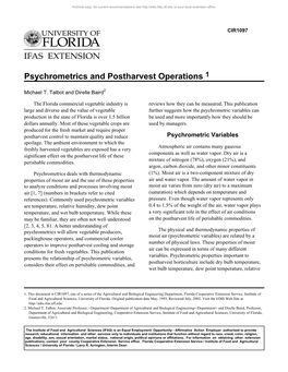 Psychrometrics and Postharvest Operations 1