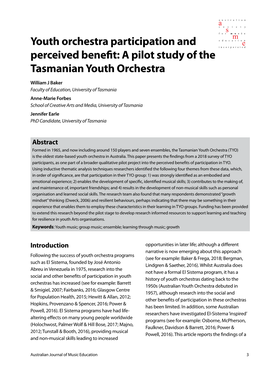 Youth Orchestra Participation and Perceived Benefit