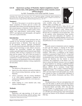 Quaternary Geology of Manitoba: Digital Compilation of Point and Line Data, with Updating of the Dataset Using Remotely Sensed (SPOT) Imagery by M.S