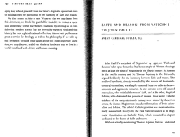 Faith and Reason: from Vatican I to John Paul I1