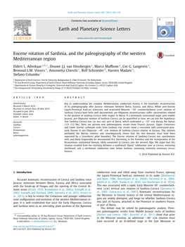 Eocene Rotation of Sardinia, and the Paleogeography of the Western Mediterranean Region ∗ Eldert L